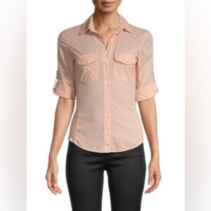 James Perse Light Pink Contrast Panel Shirt Size L (3)